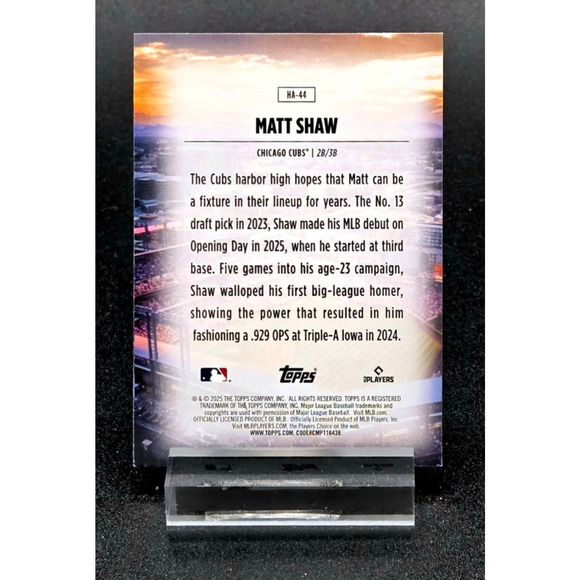 RARE 2025 Matt Shaw Home Field Advantage SSP Topps Update Case Hit Cubs HFA - Picture 2 of 2